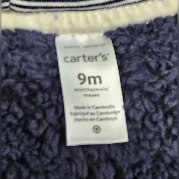 Carter's Baby Boy Navy Sherpa Pram 9M - Picture 4 of 4